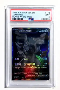 2025 POKEMON BLK EN-BLACK BOLT BLACK WHITE RARE #172 ZEKROM EX PSA 9 - Image 1