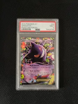 2014 Pokemon XY Gengar EX Holo Phantom Forces 34/119 PSA 9 Mint - Image 1