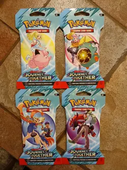 Pokemon TCG Journey Together Sleeved Booster Blister Art Set (4 Booster Packs) - Image 1