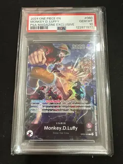 2024 ONE PIECE PROMOS 060 MONKEY D. LUFFY PSA MAGAZINE EXCLUSIVE PSA 10 - Image 1