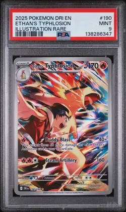 Ethan's Typhlosion 190/182 Pokemon TCG Destined Rivals Illustration Rare PSA 9 - Image 1