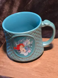 Disney Ariel MERMAID VIBES Mug Iridescent Aqua 16 oz Raised Scales Under the Sea - Image 1