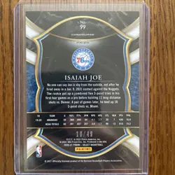 Isaiah Joe Rookie 2020-21 Select Blue White Green Flash /49 #99 - Image 2
