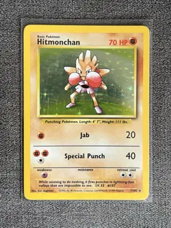 Hitmonchan Holo Pokemon Card WOTC 7/102 Base Set Rare Vintage 1999 LP - Image 1