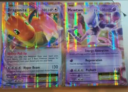 Pokemon XY Evolutions Dragonite EX 72/108 & Mewtwo EX 52/108 JUMBO CARDS - Image 1