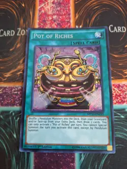Yugioh Pot of Riches MP15-EN233 Secret Rare 1st Edition Near Mint - Image 1