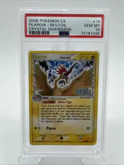 2006 Pokemon EX Crystal Guardians Fearow Reverse Holo Foil 18/100 PSA 10 POP 4!! - Image 1