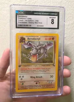 1999 Pokemon Fossil 1st Edition Prerelease Holo Aerodactyl #1 CGC 8 NM-MT - Image 1