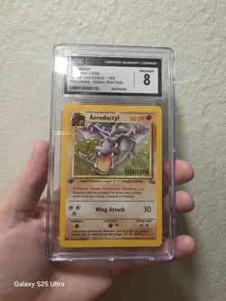1999 Pokemon Fossil 1st Edition Prerelease Holo Aerodactyl #1 CGC 8 NM-MT - Image 3