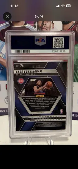 CADE CUNNINGHAM SPECTRIS BLUE FOTL 1/25 PSA 8 PISTONS 2024 MOSAIC BASKETBALL #74 - Image 3