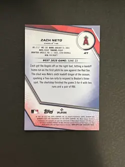 2025 Bowmans Best #47 Zach Neto Yellow Lazer Refractor /75 Los Angeles Angels - Image 2