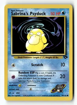 Pokemon Card Sabrina's Psyduck Unlimited LP Gym Challenge 099/132 - Image 1