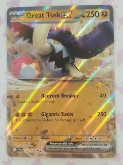 Pokemon Card Great Tusk ex 123/198 Scarlet and Violet Holo - Image 1