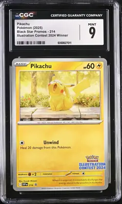 CGC 9 Pikachu Illustration Contest 214 SVP Winner Promo Pokemon Card psa - Image 1