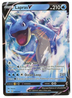 Lapras V 049/202 - Sword & Shield Base - Ultra Rare Holo Pokemon Card Near Mint - Image 1