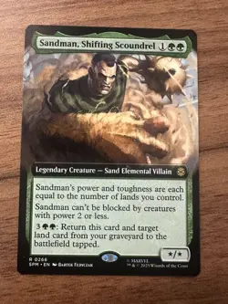 Sandman, Shifting Scoundrel Extended Art Rare, MTG Marvel's Spider-Man #266, - Image 1