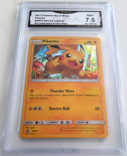 Pikachu 2017 Pokemon S&M Shining Legends Pin Collection Promo Holo SM76 GMA 7.5 - Image 1