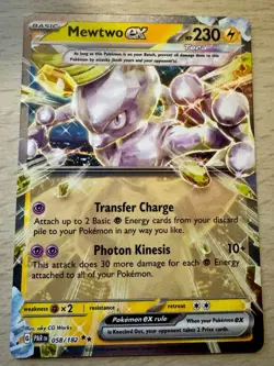 Pokemon TCG Mewtwo ex 058/182 Paradox Rift Half Art Ultra Rare Card - Image 1