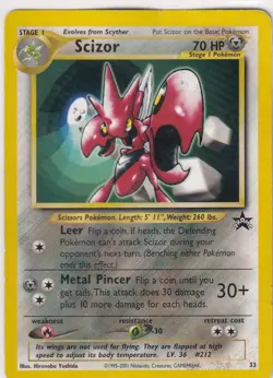 Scizor Pokemon Black Star Promo Card #33 Pokemon League 2001 - Image 1
