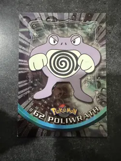 1999 Topps Pokemon TV Animatio POLIWRATH #62 Texture Holo Silver Foil Black Logo - Image 1