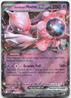 Team Rocket's Mewtwo ex 079/217 Double Rare ME: Ascended Heroes Pokemon NM - Image 1