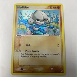 Pokemon MEDITITE 56/100 Reverse Holo Common EX Crystal Guardians MP STAMPED TCG - Image 1