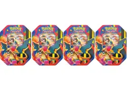 X4 Pokemon TCG Mega Charizard EX X Y Tin Bundle FACTORY SEALED (FAST DISPATCH) - Image 1