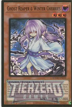 Yugioh Ghost Reaper & Winter Cherries (AA) MAGO-EN010 Premium Gold Rare 1st NM - Image 1