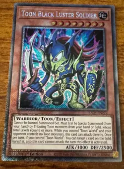 Yugioh RA03-EN272 Toon Black Luster Soldier Platinum Secret Rare 1st Ed - Image 1