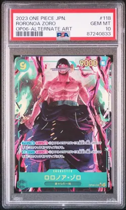 PSA 10 Roronoa Zoro SEC Alternate Art OP06-118 2023 ONE PIECE Card Japanese - Image 1