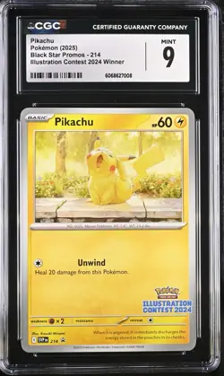 CGC 9 Pikachu Illustration Contest 214 SVP Winner Promo Pokemon Card psa (2) - Image 1