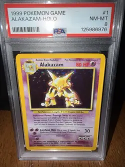 Pokemon TCG Alakazam Holo Rare Card 1/102 Base Set 1999 - Image 1