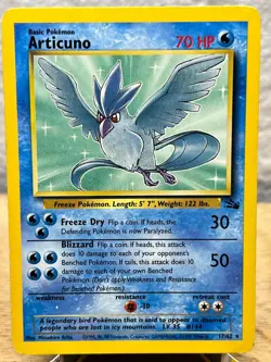 Fossil Articuno 17/62 Rare Pokemon Unlimited MP/HP - Image 1