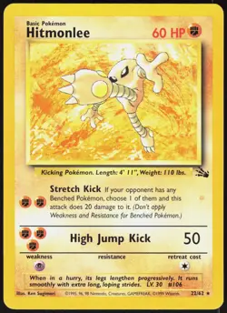 Fossil Hitmonlee 22/62 Rare Pokemon LP - Image 1