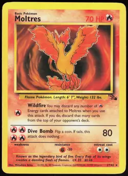 Fossil Moltres 27/62 Rare Pokemon Unlimited MP - Image 1