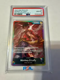 2023 ONE PIECE PROMOS SEALED BATTLE VOL.1 #P MONKEY.D. LUFFY PSA 10 - Image 1