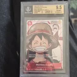 Bandai One Piece CCG Monkey.D.Luffy Premium Collection P-001 Beckett 9.5 2022 - Image 1