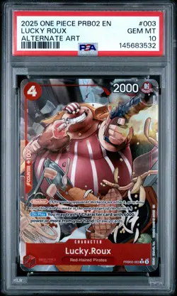 One Piece English PRB02 LUCKY ROUX Alternate Art PSA 10 #003 - Image 1
