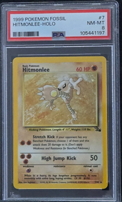 Hitmonlee Holo 7/62 Fossil Ultra Rare Pokemon Card PSA 7 Near Mint - Image 1
