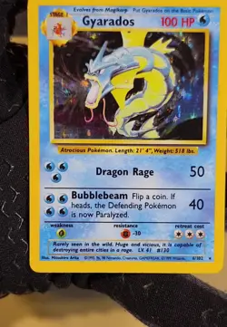 1999 Pokemon Base Set Gyarados Holo - see video of Holo & Card - Image 2