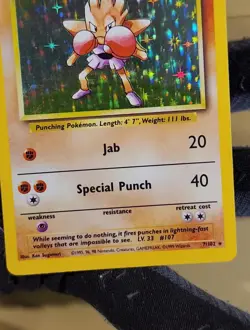 1999 Pokemon Base Set Hitmonchan Holo - see video of Holo & Card - Image 2