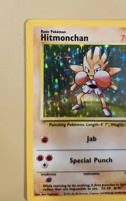 1999 Pokemon Base Set Hitmonchan Holo - see video of Holo & Card - Image 3