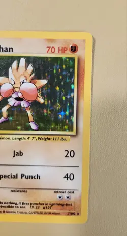 1999 Pokemon Base Set Hitmonchan Holo - see video of Holo & Card - Image 4