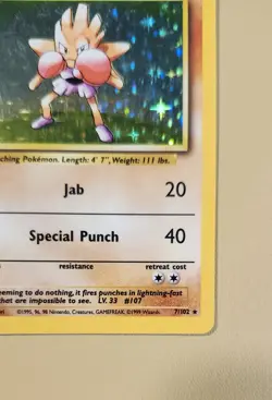 1999 Pokemon Base Set Hitmonchan Holo - see video of Holo & Card - Image 5