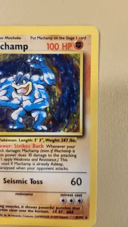 1999 Pokemon Base Set 1st Edition Machamp Holo - see video of Holo & Card - Image 4