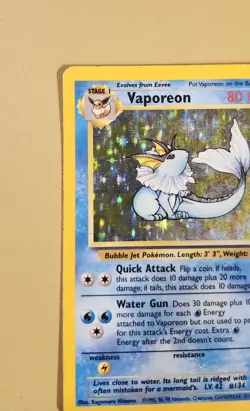 1999 Pokemon Jungle Vaporeon Holo - see video of Holo & Card - Image 3