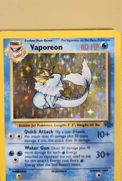 1999 Pokemon Jungle Vaporeon Holo - see video of Holo & Card - Image 4