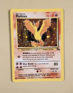 1999 Pokemon Fossil Moltres Holo - see video of Holo & Card - Image 1