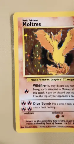 1999 Pokemon Fossil Moltres Holo - see video of Holo & Card - Image 3