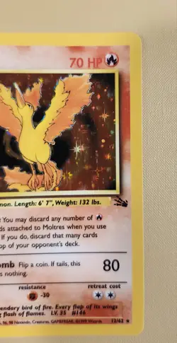1999 Pokemon Fossil Moltres Holo - see video of Holo & Card - Image 4